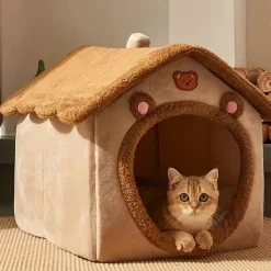 DOWNYPAWS - Niche Amovible Et Lavable Pour Animaux De Compagnie, Adaptée Aux Chats