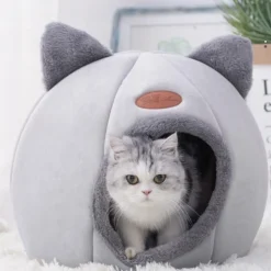 DOWNYPAWS - Panier pour chat-lit pour chat- forme de chat gris-l 36 x 36 x 36 cm