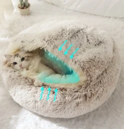 DOWNYPAWS - Panier Semi-Fermé Confortable Pour Chat, Polyester Doux