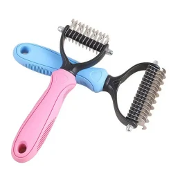 DOWNYPAWS - Peigne démêlant pour animaux de compagnie en plastique durable et acier inoxydable - pour nettoyage et toilettage