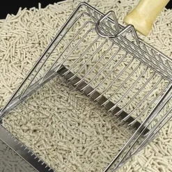 DOWNYPAWS - Pelle à litière pour chat en acier inoxydable 2 en 1, écologique et lavable pour crottes fines