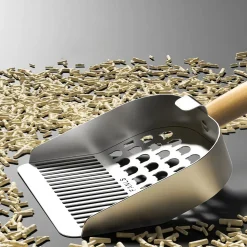 DOWNYPAWS - Pelle à litière pour chat en acier inoxydable - haute qualité-écologique-antiadhésive-portable-avec poignée antidérapante