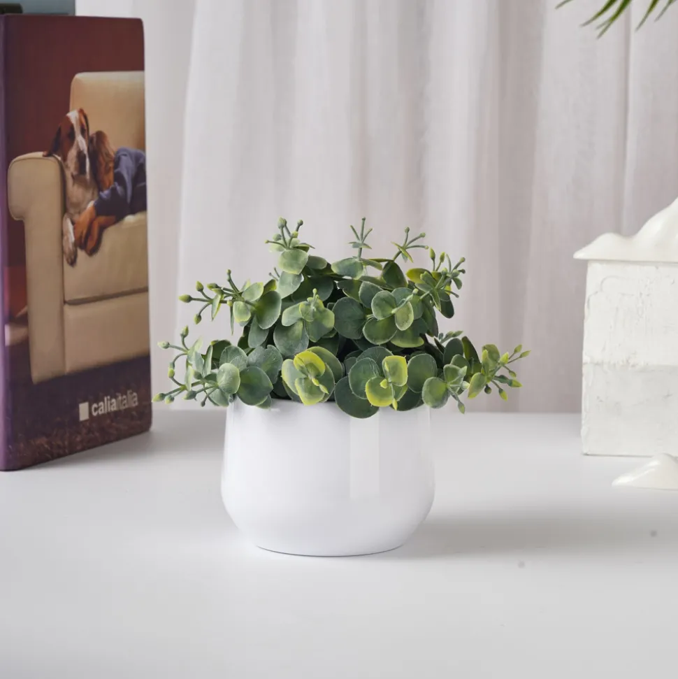 DOWNYPAWS - Plantes vertes artificielles en pot fleurs artificielles eucalyptus poilu