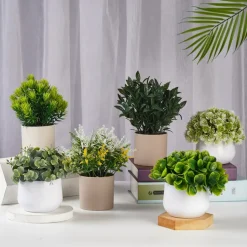 DOWNYPAWS - Plantes vertes artificielles en pot fleurs artificielles eucalyptus poilu