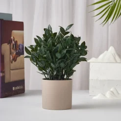 DOWNYPAWS - Plantes vertes artificielles en pot fleurs artificielles feuilles de lys gris