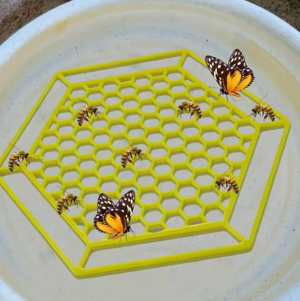 DOWNYPAWS - Plateau d'eau pour insectes - ruche avec bordure creuse flottant jaune