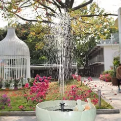 DOWNYPAWS - Pompe à eau solaire ronde pour fontaine d'extérieur