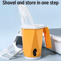 DOWNYPAWS - Ramasse - crottes portables pour litière de chat et chien : distribue sacs intégrés avec rouleau sans contact orange taille moyenne