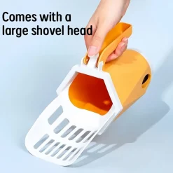 DOWNYPAWS - Ramasse - crottes portables pour litière de chat et chien : distribue sacs intégrés avec rouleau sans contact orange taille moyenne