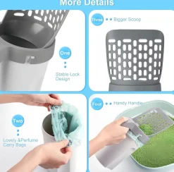 DOWNYPAWS - Ramasse - crottes portables pour litière de chat et chien : distribue sacs intégrés avec rouleau sans contact orange taille moyenne