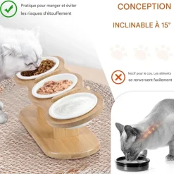 DOWNYPAWS - Réglablegamelle surélevée pour chat
