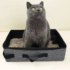 DOWNYPAWS - Sac à litière pliable en tissu pour chat : bac à litière toilettes avec déodorant