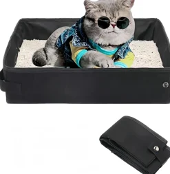 DOWNYPAWS - Sac à litière pliable en tissu pour chat : bac à litière toilettes avec déodorant