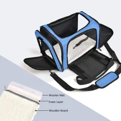 DOWNYPAWS - Sac de transport pour chat, portable et pliable bleu taille s downypaws