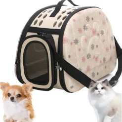 DOWNYPAWS - Sac pour chat-sac de transport pliable pour chat et chien-champagne-42*33*28.5cm