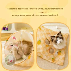 DOWNYPAWS - Sac tunnel pourchatsavec balle jouet