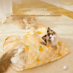 DOWNYPAWS - Sac tunnel pourchatsavec balle jouet