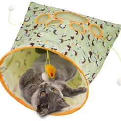 DOWNYPAWS - Sac tunnel pourchatsavec balle jouet