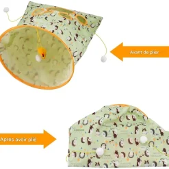 DOWNYPAWS - Sac tunnel pourchatsavec balle jouet