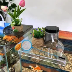 DOWNYPAWS - Support d'angle d'aquarium - avec support pour plantes, adapté à la plupart des aquariums