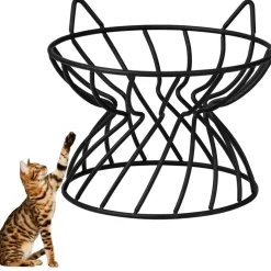 DOWNYPAWS - Support pour gamelles pour chat forme de tête de chat-16*13cm