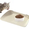 DOWNYPAWS - Tapis antidérapant pour gamelle d'animal de compagnie-tapis de nourriture pour animaux 45*30cm-blanc