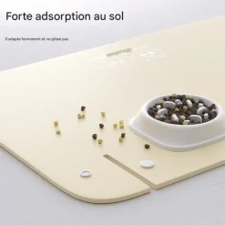 DOWNYPAWS - Tapis antidérapant pour gamelle d'animal de compagnie-tapis de nourriture pour animaux 45*30cm-blanc
