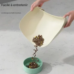 DOWNYPAWS - Tapis antidérapant pour gamelle d'animal de compagnie-tapis de nourriture pour animaux 45*30cm-blanc