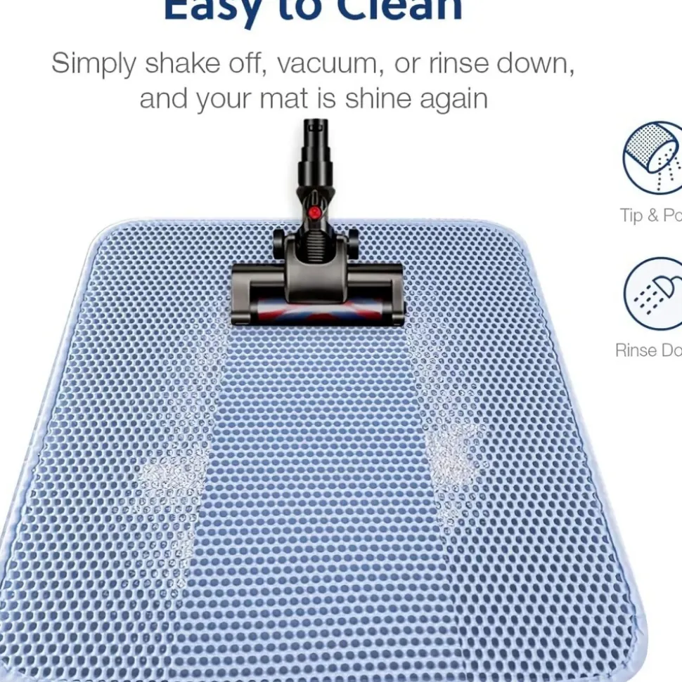 DOWNYPAWS - Tapis de litière anti-déversement pour chat bleu clair 40*50cm