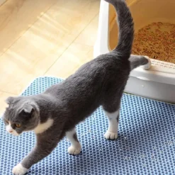 DOWNYPAWS - Tapis de litière anti-déversement pour chat bleu clair 40*50cm