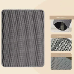 DOWNYPAWS - Tapis de litière pour chat gris foncé 40*50cm