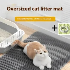 DOWNYPAWS - Tapis de litière pour chat : filtre double couche anti-transport lavable grand contrôle du sable amovible en velcro