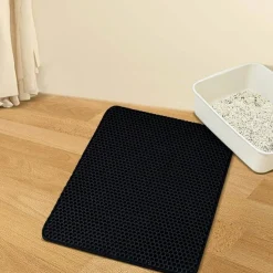 DOWNYPAWS - Tapis de litière pour chat noir 45*60cm
