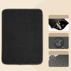 DOWNYPAWS - Tapis de litière pour chat noir 45*60cm