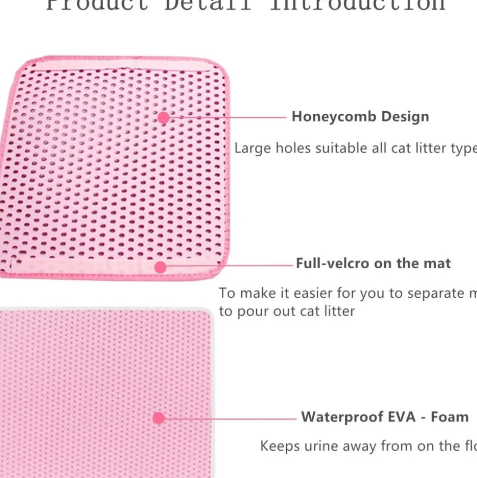 DOWNYPAWS - Tapis de litière anti-déversement pour chat rose 40*50cm