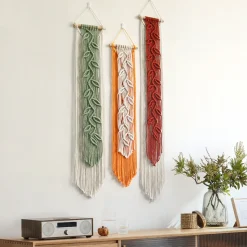 DOWNYPAWS - Tapis mural en coton bohème feuilles franges