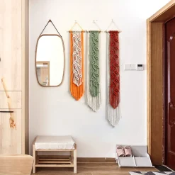 DOWNYPAWS - Tapis mural en coton bohème feuilles franges