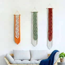 DOWNYPAWS - Tapis mural en coton bohème feuilles franges