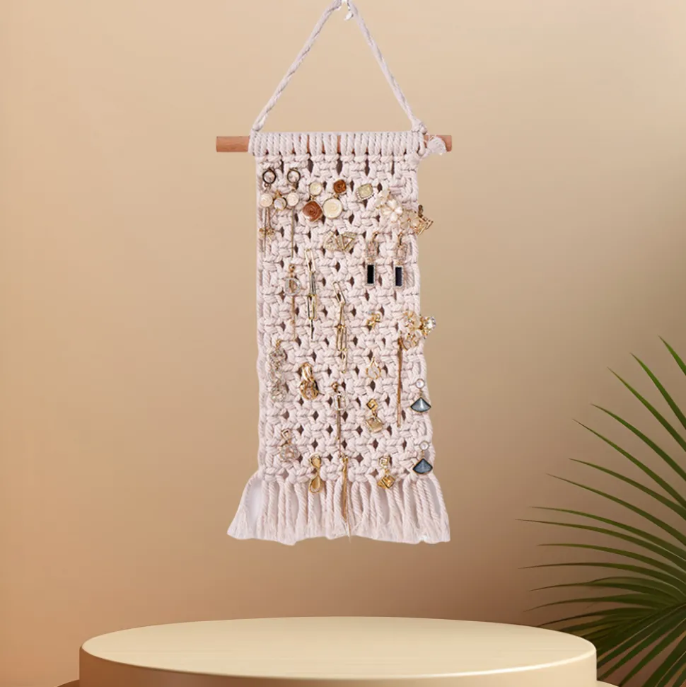 DOWNYPAWS - Tapis mural en coton pour rangement de bijoux (35*20 cm) style boheme