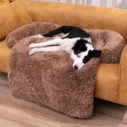 DOWNYPAWS - Tapis pour lit de chien en peluche, universel pour toutes saisons kaki 95*80*15cm