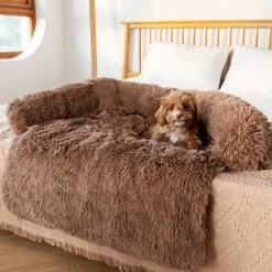 DOWNYPAWS - Tapis pour lit de chien en peluche, universel pour toutes saisons kaki 95*80*15cm