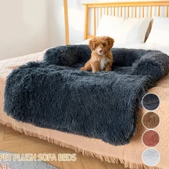 DOWNYPAWS - Tapis pour lit de chien en peluche, universel pour toutes saisons noir 95 x 80 x 15 cmnoir 105 x 95 x 15 cm