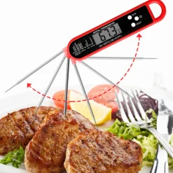 DOWNYPAWS - Thermomètre alimentaire multi-angle pliable rouge (-50 - 300鈩