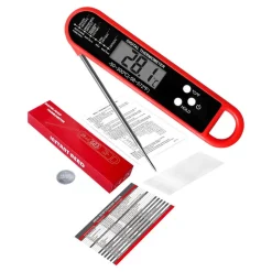 DOWNYPAWS - Thermomètre alimentaire multi-angle pliable rouge (-50 - 300鈩