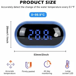 DOWNYPAWS - Thermomètre aquarium led tactile - grand écran