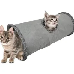 DOWNYPAWS - Tunnel pliable pour chat gris-65*29cm