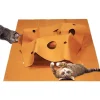 DOWNYPAWS - Tunnel pliable pour chat tapis d'entraînement--carré brun rougeâtre-120*90cm