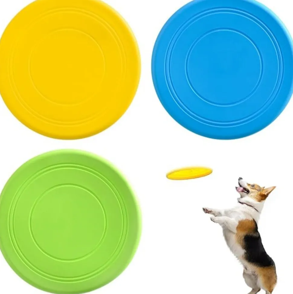DTOPBUYAGE - 3 pack frisbees en caoutchouc naturel pour chien