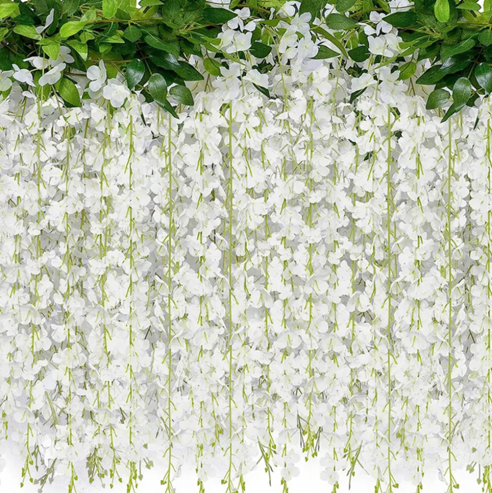 DTOPBUYAGE - Bande de wisteria artificielle pour décoration de mariage blanc 2 pièces dtopbuyage