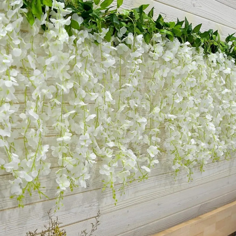 DTOPBUYAGE - Bande de wisteria artificielle pour décoration de mariage blanc 2 pièces dtopbuyage